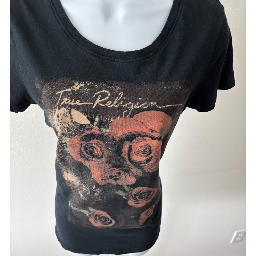 True Religion Rose Graphic T-Shirt Small Crew Neck Streetwear Festival Boho Rock - Picture 16 of 16